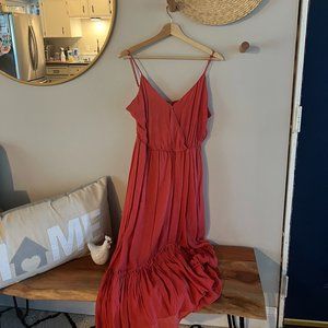 Coral Red Midi Dress